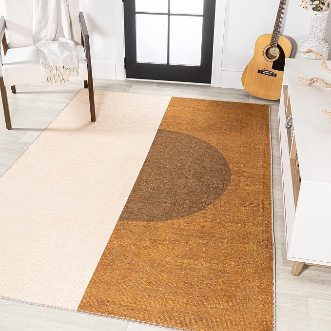 JONATHAN Y Machine Washable Indoor Area Rug 5X8 Brown/Cream/Terracotta - Image 6