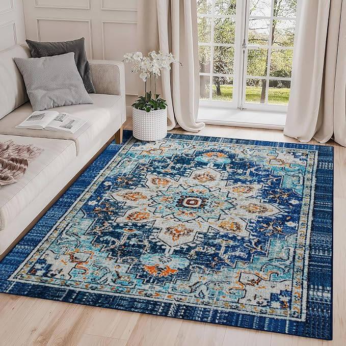 Easy-Going Large Area Rug 8x10 Washable Boho Rugs by Easy-Going