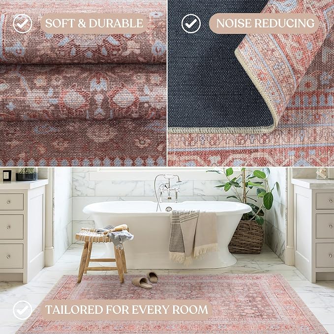 Fame Living Washable Area Rug. Modern Farmhouse. Vintage. Turkish. Bohemian. - Image 5