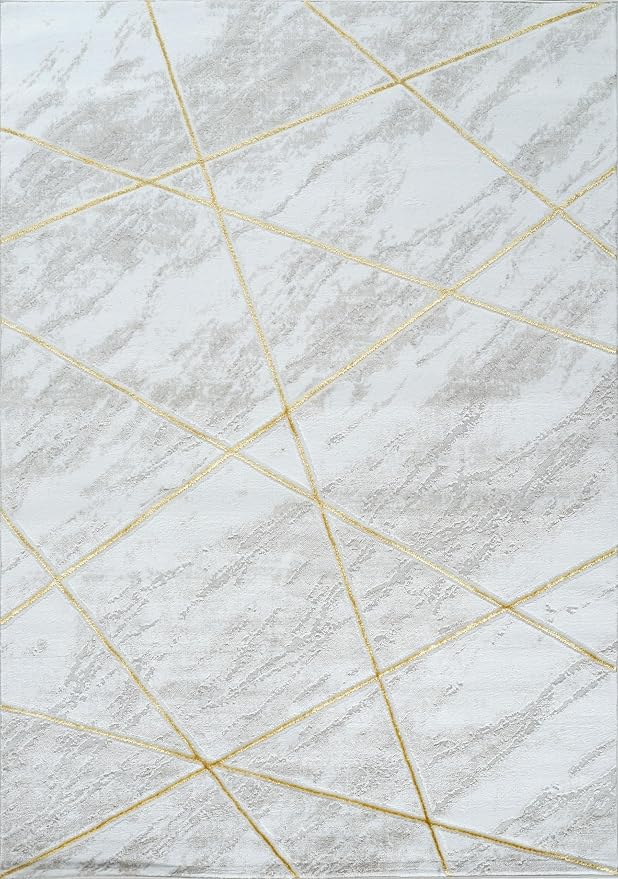 GLORY RUGS Area Rugs Marble 5x7 Cream Gold Carpet Modern Abstract Rug Living - Image 2