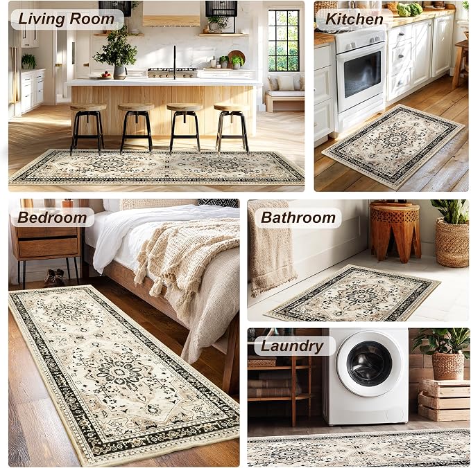 XWZO Runner Rug 2x10ft for Long Hallways, Washable Non-Slip Low Pile Area Rug - Image 3