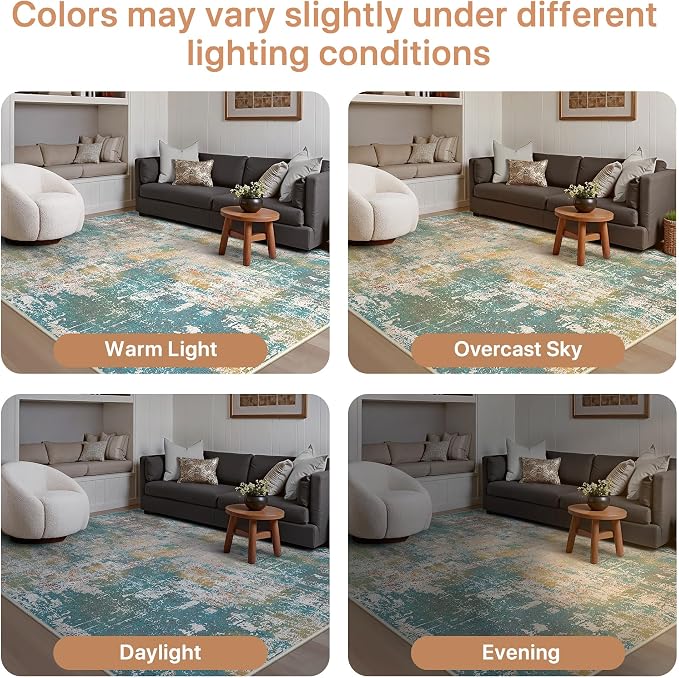GENIMO 6x9 Area Rugs for Living Room, Machine Washable Rug Non Slip, Low Pile - Image 6