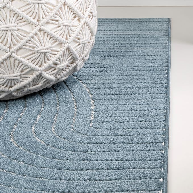 JONATHAN Y Hallie High-Low Curve Dark Blue/Cream 5x8 Indoor/Outdoor Area Rug - Image 11