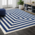 Abani Contemporary Blue & Ivory 5'3" x 7'6" Area Rug, Contrasting Geometric by Abani