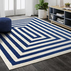 Abani Contemporary Blue & Ivory 5'3" x 7'6" Area Rug, Contrasting Geometric by Abani