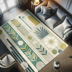 Ambesonne Mid Century Modern Decorative Rug, Abstract Circles Leaves and - Image 8