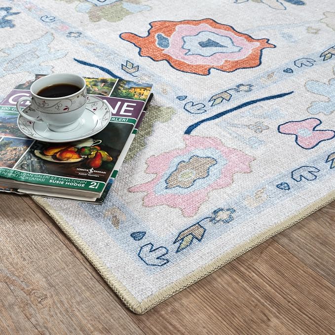 Fame Living Cream Oushak Rug, Modern Small Rugs, Door Mat, Doormat - Image 9