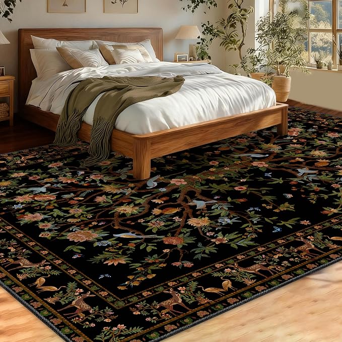 8x10 Area Rugs for Living Room, Machine Washable Non-Slip Carpet, Boho Floral - Image 3