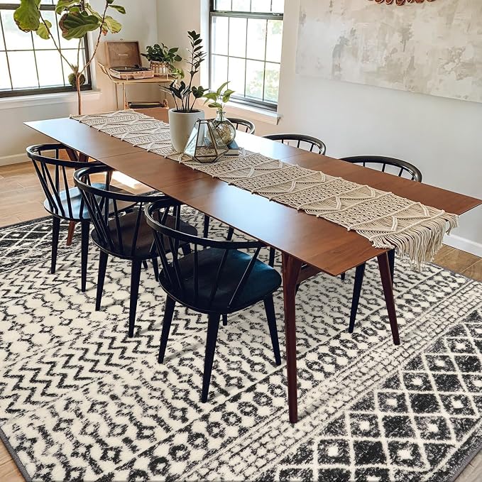 Moroccan 8x10 Area Rug, Soft Non-Slip Vintage Living Room Rugs - Image 3
