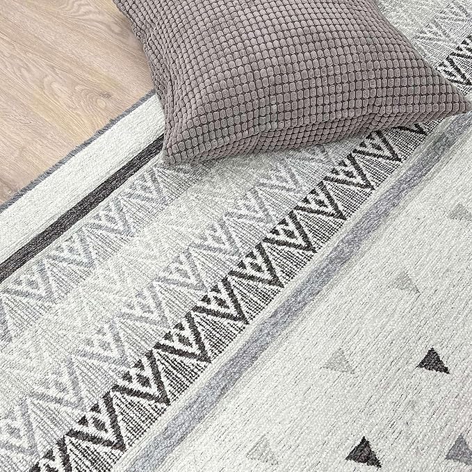 Alfa Rich 7x10 Gray Off White Washable Area Rugs - Image 6