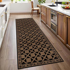 Minimalist Checkered Runner Rug, Floral Print Hallway Kitchen Runners Rugs - Image 2