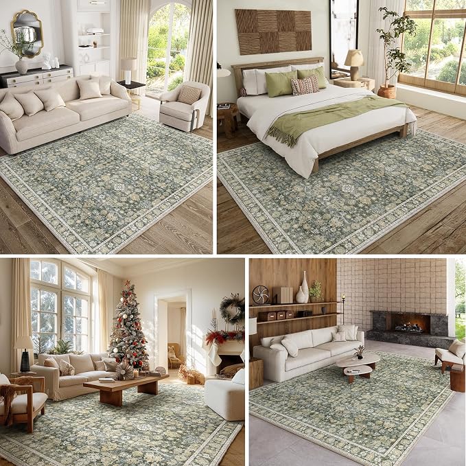 8x10 Washable Area Rugs Ultral Soft Non-Slip Stain Resistant Vintage Boho Large - Image 2