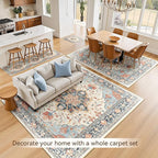 Area Rugs 2'x10' Washable Non-Slip, Floral Vintage Distress Print Pattern - Image 3