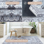Washable Area Rug. Modern Farmhouse. Vintage. Turkish. Bohemian. Distressed. - Image 5