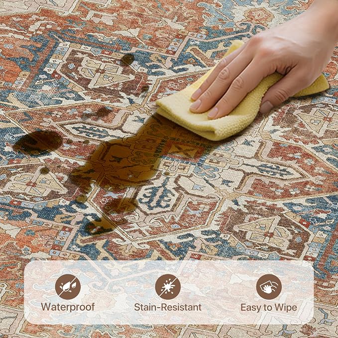 GENIMO 5X7 Area Rugs for Living Room, Machine Washable Vintage Floor Cover - Image 3