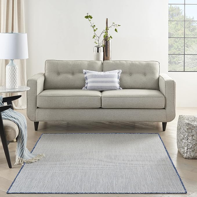 Nourison Home Courtyard Ivory Blue 5' x 7' Area Rug - Image 3