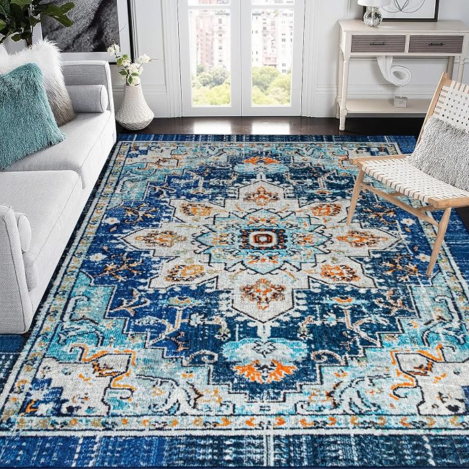 Easy-Going Area Rug 5x7 Washable Boho Rugs by Easy-Going