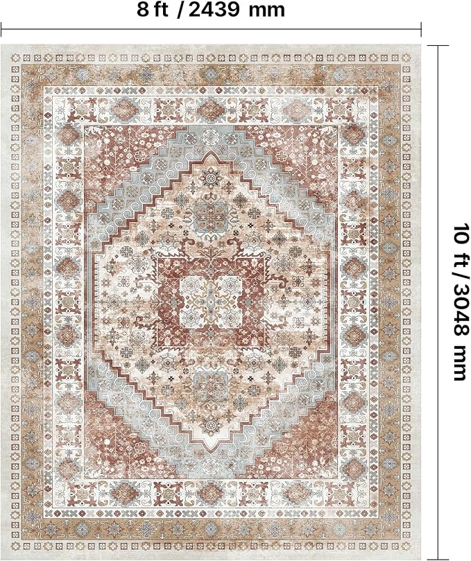 VEVOR 8 x 10 ft Area Rug Large Washable Rug Non-Slip and Tear-Resistant Soft - Image 2