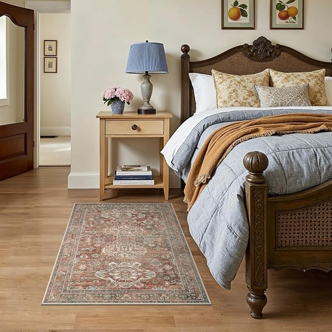 Bavni 3x5 Area Rug for Living Room Bedroom, Washable Boho Print Vintage - Image 5