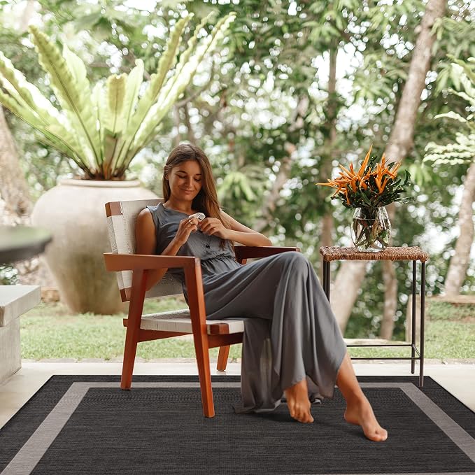 CAMILSON Outdoor Rug 9x12, Large Modern Outside Rugs - Image 9
