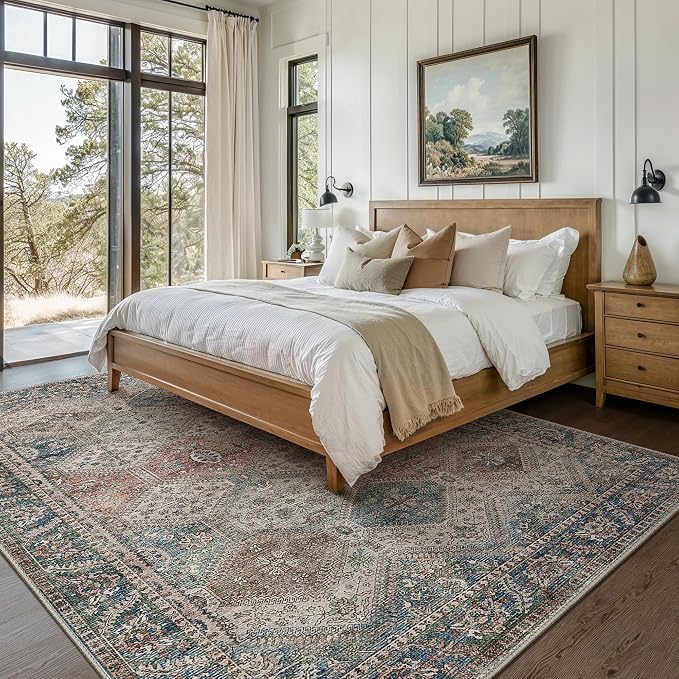 Bavni 8x10 Area Rugs for Living Room, Machine Washable Rug Non Slip, Vintage - Image 3