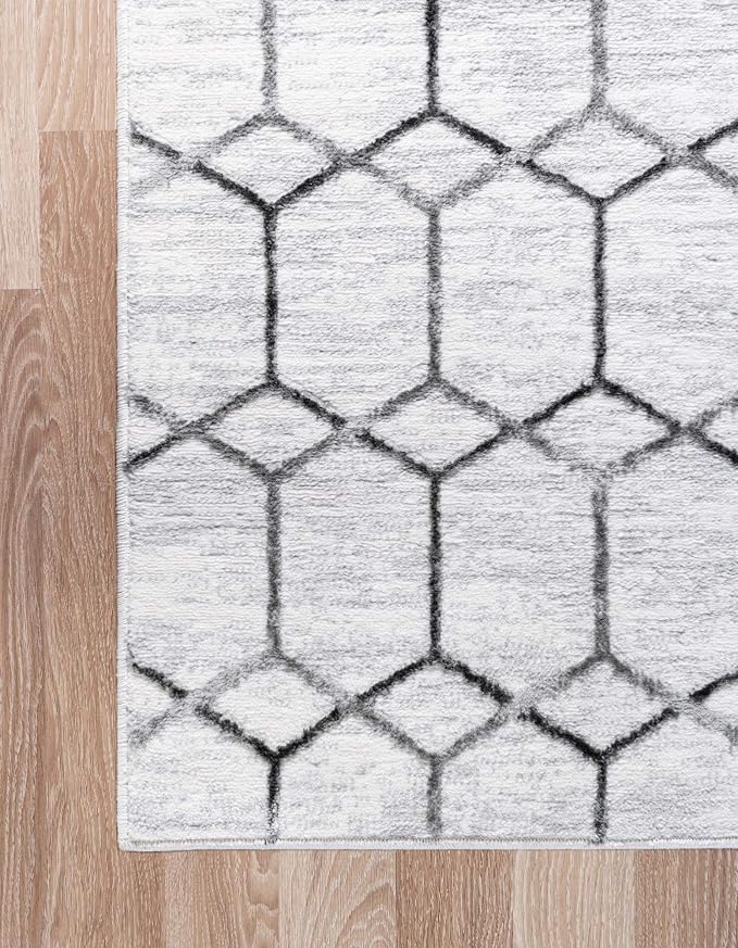 Rugs.com Lattice Trellis Collection Rug – 3' x 5' White Low-Pile Rug Perfect - Image 9
