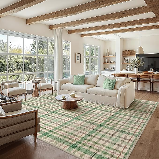 Bavni 3x5 Washable Rug Modern Plaid Area Rugs Non-Slip, Small Rugs - Image 8