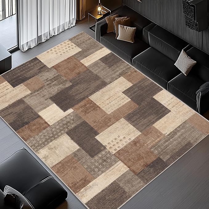 Modern Geometric Patchwork Indoor Area Rug - Image 2
