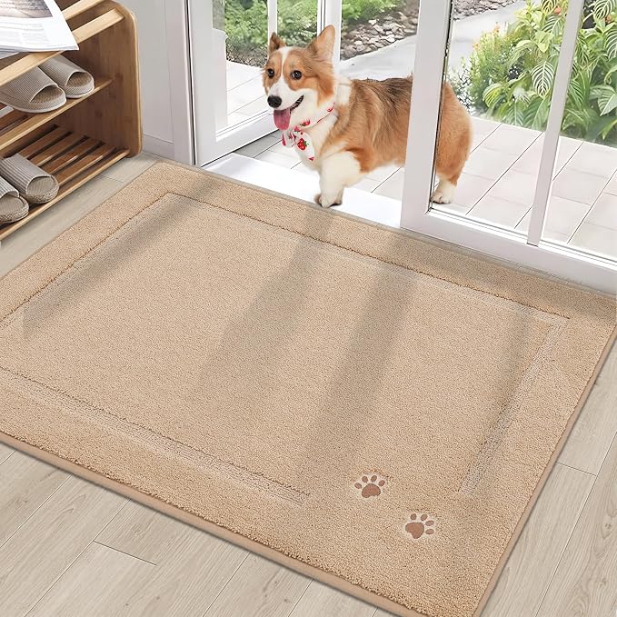 BEQHAUSE Dog Door Mat for Muddy Paws 32"x48" Dirt Trapper Absorbent Doormat Non by BEQHAUSE