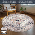 PURRUGS Vintage Farmhouse Boho Area Rug 6x6 ft, Non-Slip Machine Washable Round - Image 3