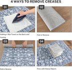 Vintage Floral 3x5 Rug, Light Blue White Entryway Rug Small Area Rug Washable - Image 3