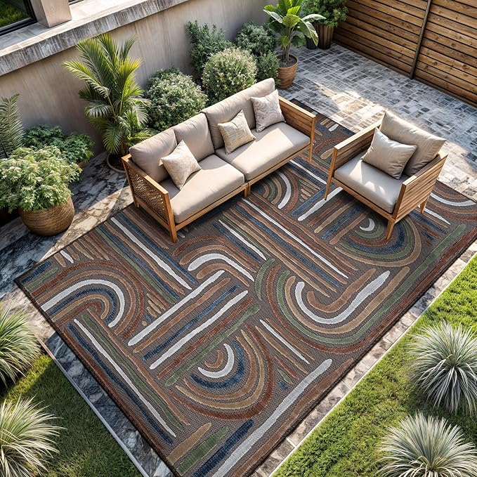 CAMILSON Indoor Outdoor Rug, Easy-Cleaning Non-Shedding Living Room, Garden and - Image 9
