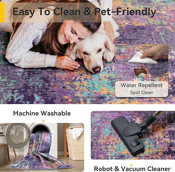 Washable Area Rugs 3'x5' Non-Slip Modern Abstract Soft - Image 5
