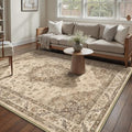 Brown Area Rug 5x7 Washable Vintage Carpet by PureCozy
