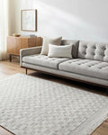 Mark&Day Wool Rugs, 2x8 Clinten Solid and Border Light Gray Runner Checkered Rug by MARKDAY