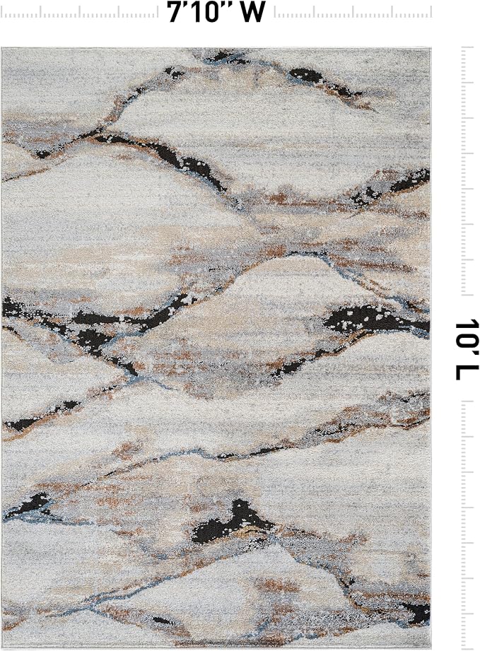 Rugshop Contemporary Gray Striated Area Rug Durable, Kid & Pet Friendly 7' 10" - Image 2