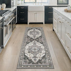 GENIMO 2X10 Hallway Runner Rug, Machine Washable Non Slip Vintage Floral - Image 3