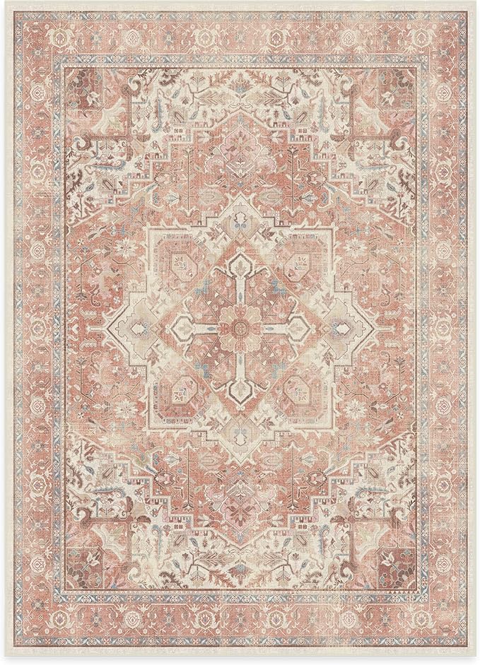 RUGGABLE Washable Area Rug – Kamran Rose Pink 5x7, Stain-Resistant, Non-Slip – - Image 3