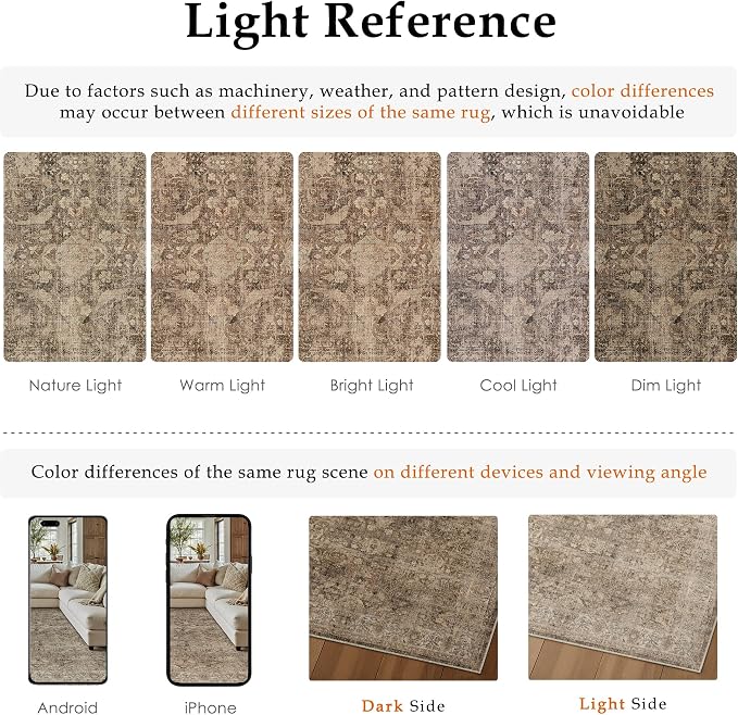 9x12 Rust Brown Area Rug for Living Room Bedroom Neutral Soft Non Slip Rug Low - Image 8