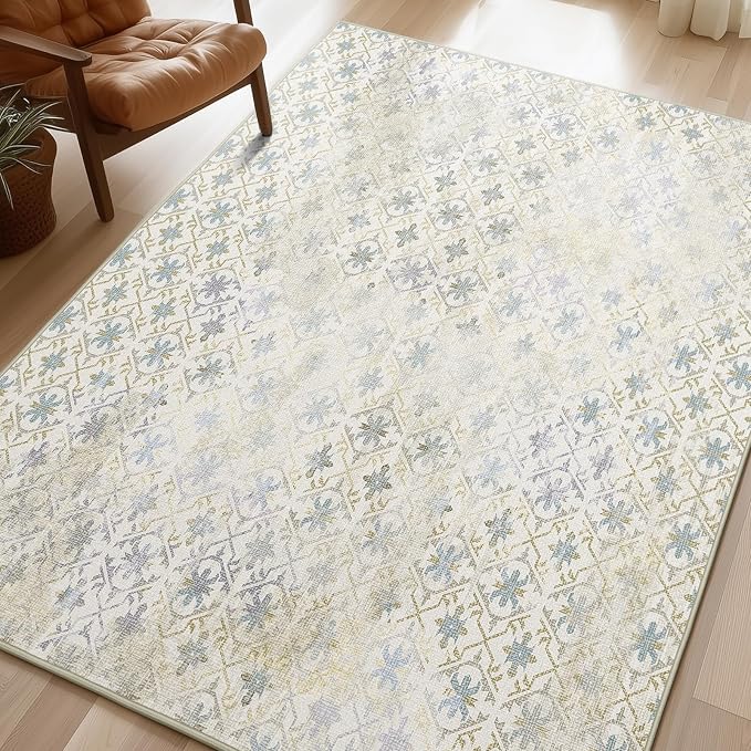 Phantoscope Washable Area Rug 6'x9' Non-Slip, Vintage Modern Boho Rugs by Phantoscope