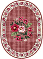 Retro Country Distressed Burgundy Green Florals Texture Bordered Rugs 2x3 - Image 5