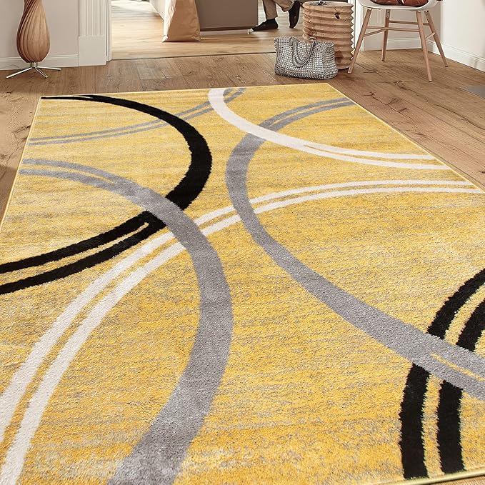 Rugshop Wavy Circles Design Area Rug, Carpet by Rugshop