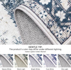 Bavni Rugs for Living Room, Floral Non Slip Machine Washable Rug, Neutral Low - Image 6