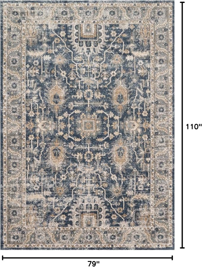 Loloi Teagan Collection TEA-03 Denim/Pebble 6'-7" x 9'-2" Area Rug, Soft - Image 2