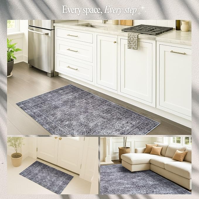 Fame Rugs Turkish Rug. Washable Vintage Oriental Antique Inspired Traditional - Image 5