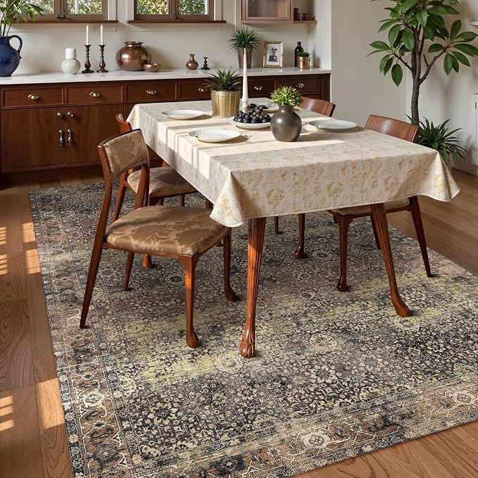 Washable Area Rug 4' x 6' Vintage Traditional Persian Mat - Image 3