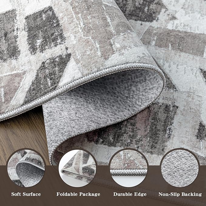 5X7 Area Rugs for Living Room Bedroom, Modern Abstract Large Carpet Washable - Image 4