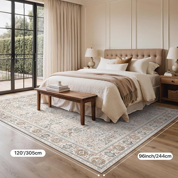 Bavni Washable Rugs 8x10-Machine Washable Rug Lightweight Low Pile, Vintage - Image 7
