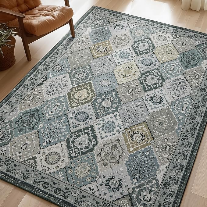 Phantoscope Washable Area Rug 6'x9' Non-Slip, Vintage Boho Rugs by Phantoscope