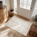 FMFUNCTEX Entryway Rug 2x3 Washable Beige Vintage Distressed Door Mat Non Slip by Fmfunctex